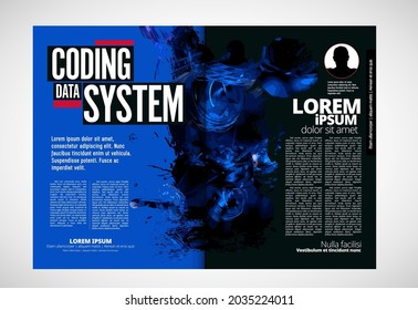 Brochure, ebook or presentation mockup with technology subject ready for use, vector illustration easy to editable