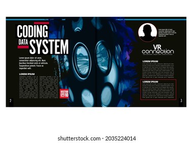 Folleto, libro de edición o simulación de presentación con tema de tecnología listo para su uso, ilustración vectorial fácil de editar
