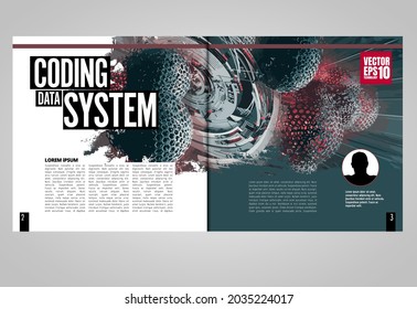 Brochure, ebook or presentation mockup with technology subject ready for use, vector illustration easy to editable
