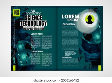 Brochure, ebook or presentation mockup with technology subject ready for use, vector illustration easy to editable
