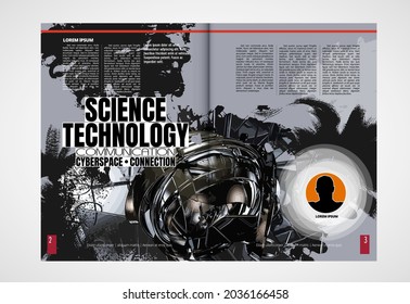 Brochure, ebook or presentation mockup with technology subject ready for use, vector illustration easy to editable