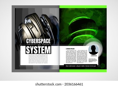Brochure, ebook or presentation mockup with technology subject ready for use, vector illustration easy to editable