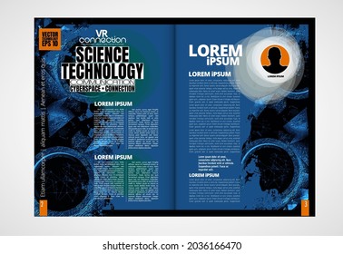 Brochure, ebook or presentation mockup with technology subject ready for use, vector illustration easy to editable