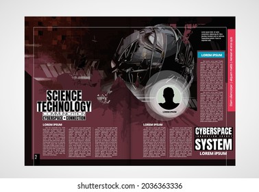 Brochure, ebook or presentation mockup with technology subject ready for use, vector illustration easy to editable