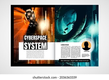 Brochure, ebook or presentation mockup with technology subject ready for use, vector illustration easy to editable