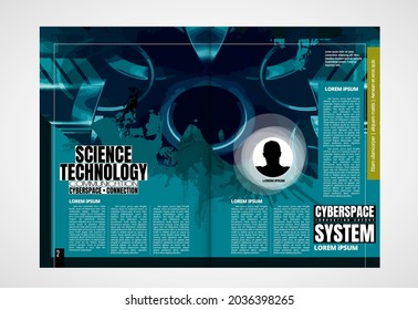 Brochure, ebook or presentation mockup with technology subject ready for use, vector illustration easy to editable