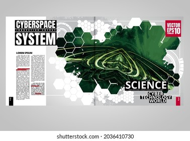 Brochure, ebook or presentation mockup with technology subject ready for use, vector illustration easy to editable