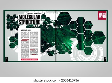Brochure, ebook or presentation mockup with technology subject ready for use, vector illustration easy to editable