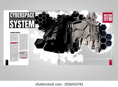 Brochure, ebook or presentation mockup with technology subject ready for use, vector illustration easy to editable