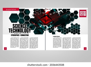 Brochure, ebook or presentation mockup with technology subject ready for use, vector illustration easy to editable