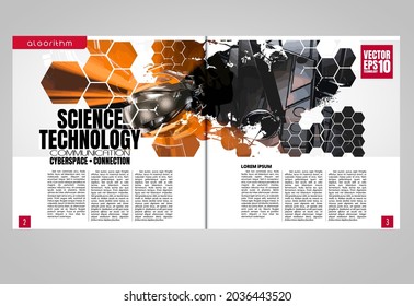 Brochure, ebook or presentation mockup with technology subject ready for use, vector illustration easy to editable