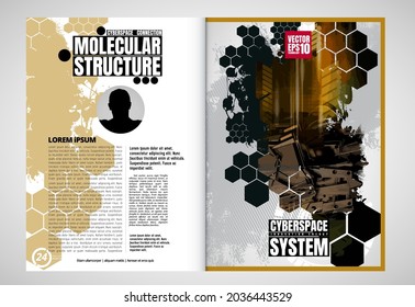 Brochure, ebook or presentation mockup with technology subject ready for use, vector illustration easy to editable