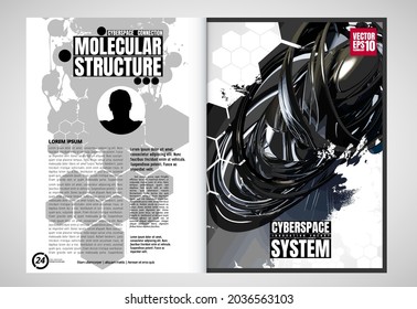 Folleto, libro de edición o simulación de presentación con tema de tecnología listo para su uso, ilustración vectorial fácil de editar