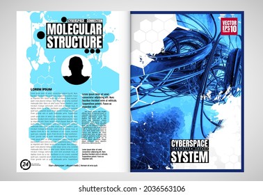 Brochure, ebook or presentation mockup with technology subject ready for use, vector illustration easy to editable