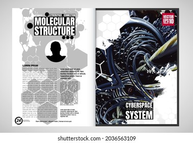 Brochure, ebook or presentation mockup with technology subject ready for use, vector illustration easy to editable