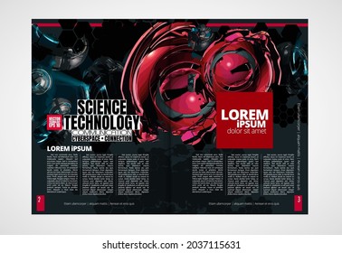 Brochure, ebook or presentation mockup with technology subject ready for use, vector illustration easy to editable