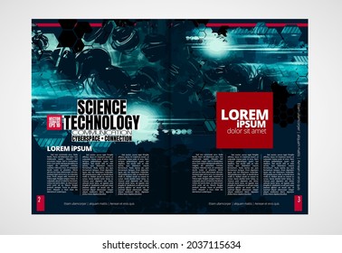 Brochure, ebook or presentation mockup with technology subject ready for use, vector illustration easy to editable