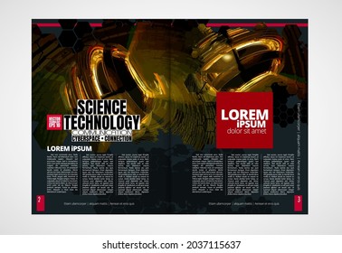 Brochure, ebook or presentation mockup with technology subject ready for use, vector illustration easy to editable