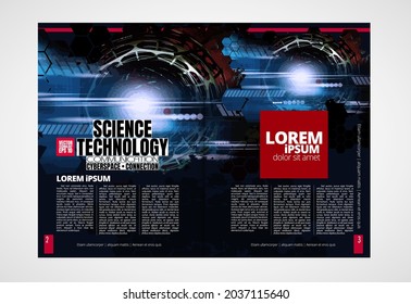 Brochure, ebook or presentation mockup with technology subject ready for use, vector illustration easy to editable