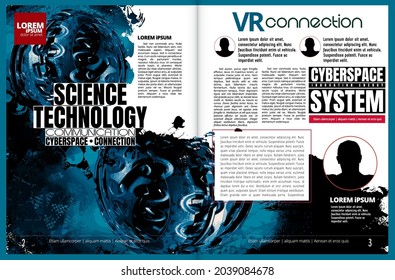 Brochure, ebook or presentation mockup with technology subject ready for use, vector illustration easy to editable