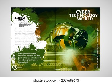 Brochure, ebook or presentation mockup with technology subject ready for use, vector illustration easy to editable