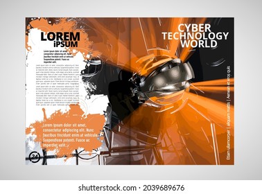 Brochure, ebook or presentation mockup with technology subject ready for use, vector illustration easy to editable