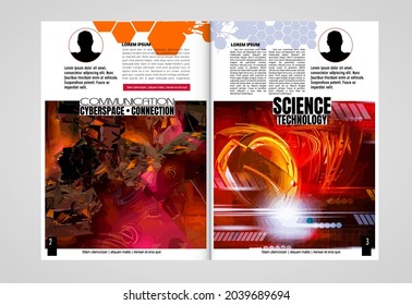 Brochure, ebook or presentation mockup with technology subject ready for use, vector illustration easy to editable