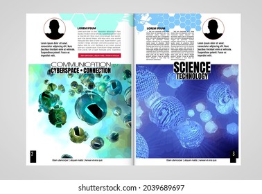 Folleto, libro de edición o simulación de presentación con tema de tecnología listo para su uso, ilustración vectorial fácil de editar