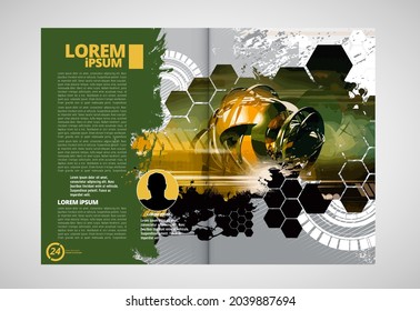 Brochure, ebook or presentation mockup with technology subject ready for use, vector illustration easy to editable