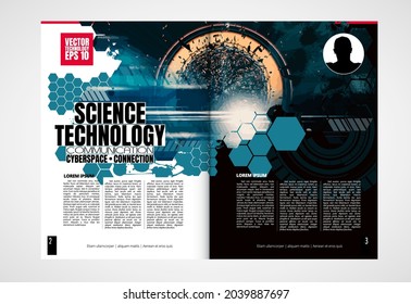 Brochure, ebook or presentation mockup with technology subject ready for use, vector illustration easy to editable