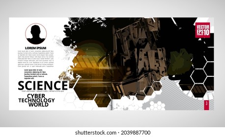 Brochure, ebook or presentation mockup with technology subject ready for use, vector illustration easy to editable