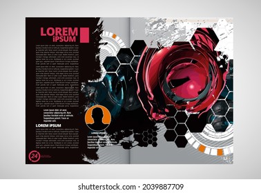 Brochure, ebook or presentation mockup with technology subject ready for use, vector illustration easy to editable