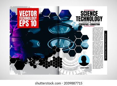 Brochure, ebook or presentation mockup with technology subject ready for use, vector illustration easy to editable