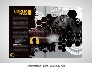 Brochure, ebook or presentation mockup with technology subject ready for use, vector illustration easy to editable