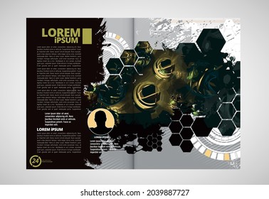 Brochure, ebook or presentation mockup with technology subject ready for use, vector illustration easy to editable
