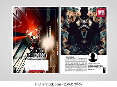 Brochure, ebook or presentation mockup with technology subject ready for use, vector illustration easy to editable
