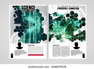Brochure, ebook or presentation mockup with technology subject ready for use, vector illustration easy to editable
