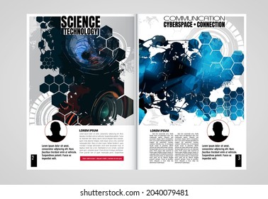 Brochure, ebook or presentation mockup with technology subject ready for use, vector illustration easy to editable