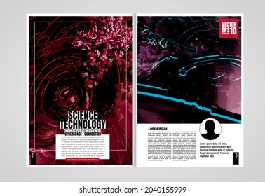 Brochure, ebook or presentation mockup with technology subject ready for use, vector illustration easy to editable