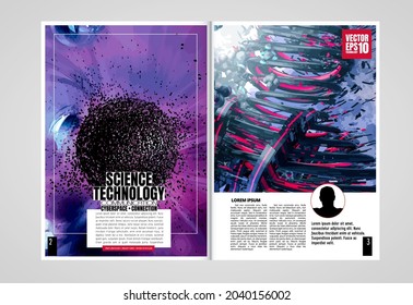 Brochure, ebook or presentation mockup with technology subject ready for use, vector illustration easy to editable