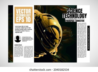 Brochure, ebook or presentation mockup with technology subject ready for use, vector illustration easy to editable