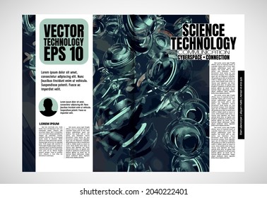 Broschüre, E-Book oder Präsentationen mit einsatzbereitem Technologiefach, leicht zu bearbeitbare Vektorgrafik