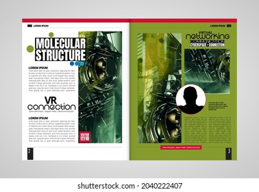Brochure, ebook or presentation mockup with technology subject ready for use, vector illustration easy to editable