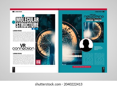 Brochure, ebook or presentation mockup with technology subject ready for use, vector illustration easy to editable