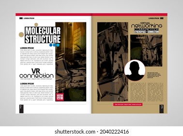 Brochure, ebook or presentation mockup with technology subject ready for use, vector illustration easy to editable