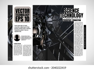 Brochure, ebook or presentation mockup with technology subject ready for use, vector illustration easy to editable