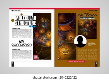 Brochure, ebook or presentation mockup with technology subject ready for use, vector illustration easy to editable