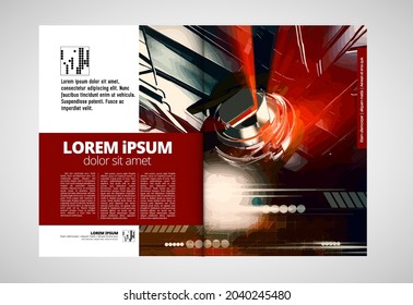 Brochure, ebook or presentation mockup with technology subject ready for use, vector illustration easy to editable