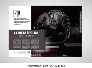 Brochure, ebook or presentation mockup with technology subject ready for use, vector illustration easy to editable