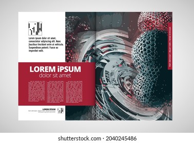 Brochure, ebook or presentation mockup with technology subject ready for use, vector illustration easy to editable